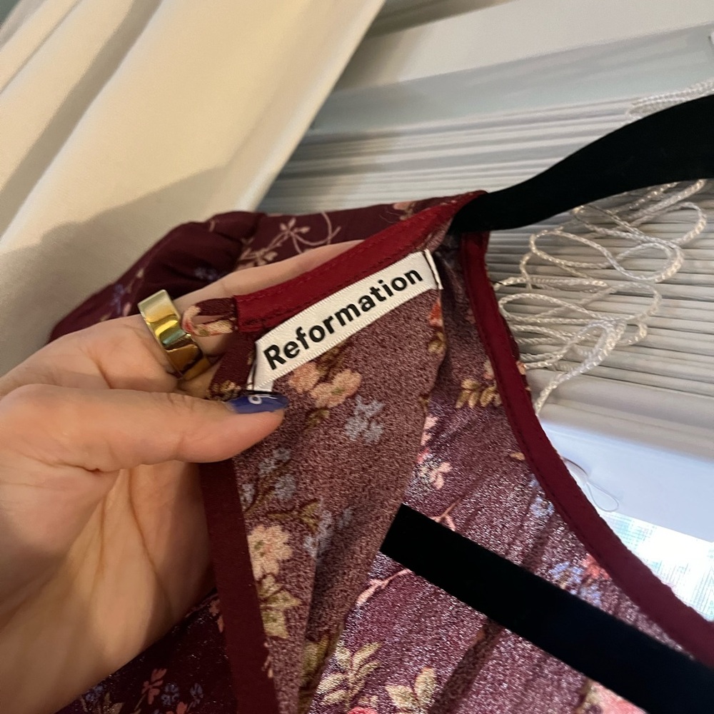 Reformation Burgundy Floral Midi Dress - Picture 6 of 6